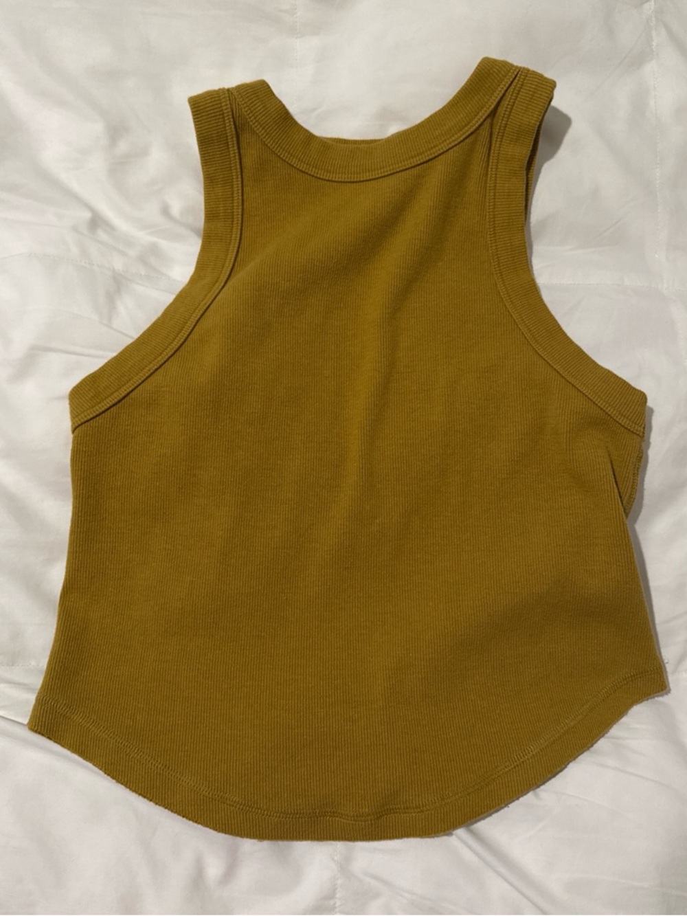Free People Ribbed Crop Tank in Mustard